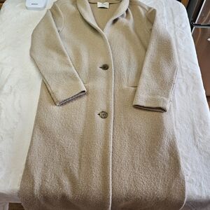 Wilfred Wool Coat Womens S Beige Merino Overcoat Single Breasted Shawl Collar